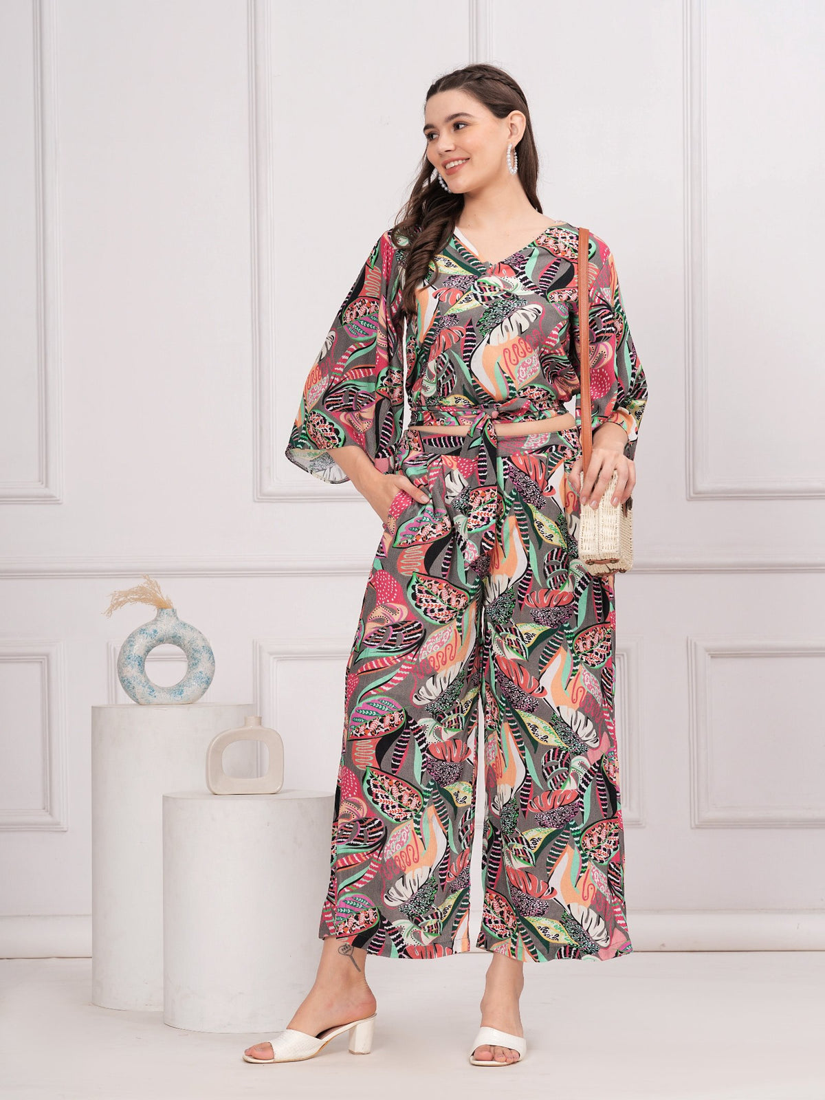 Maluka Women Rayon Multicolour Printed Co-ords Set