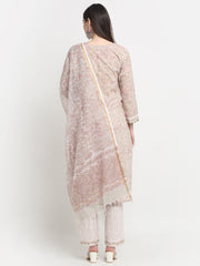 Maluka Women Cotton Peach Hand Block Printed Kurta Set