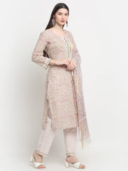 Maluka Women Cotton Peach Hand Block Printed Kurta Set