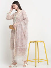 Maluka Women Cotton Peach Hand Block Printed Kurta Set