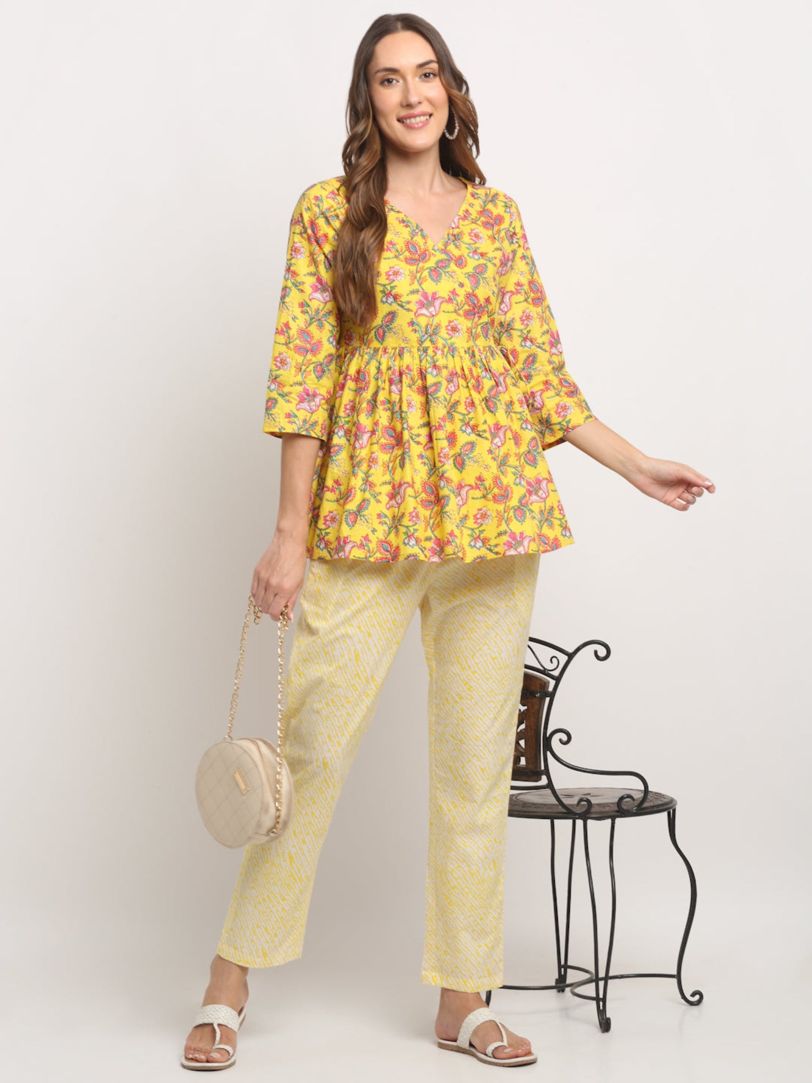 Maluka Women Yellow Floral Printed Co-Ord Set