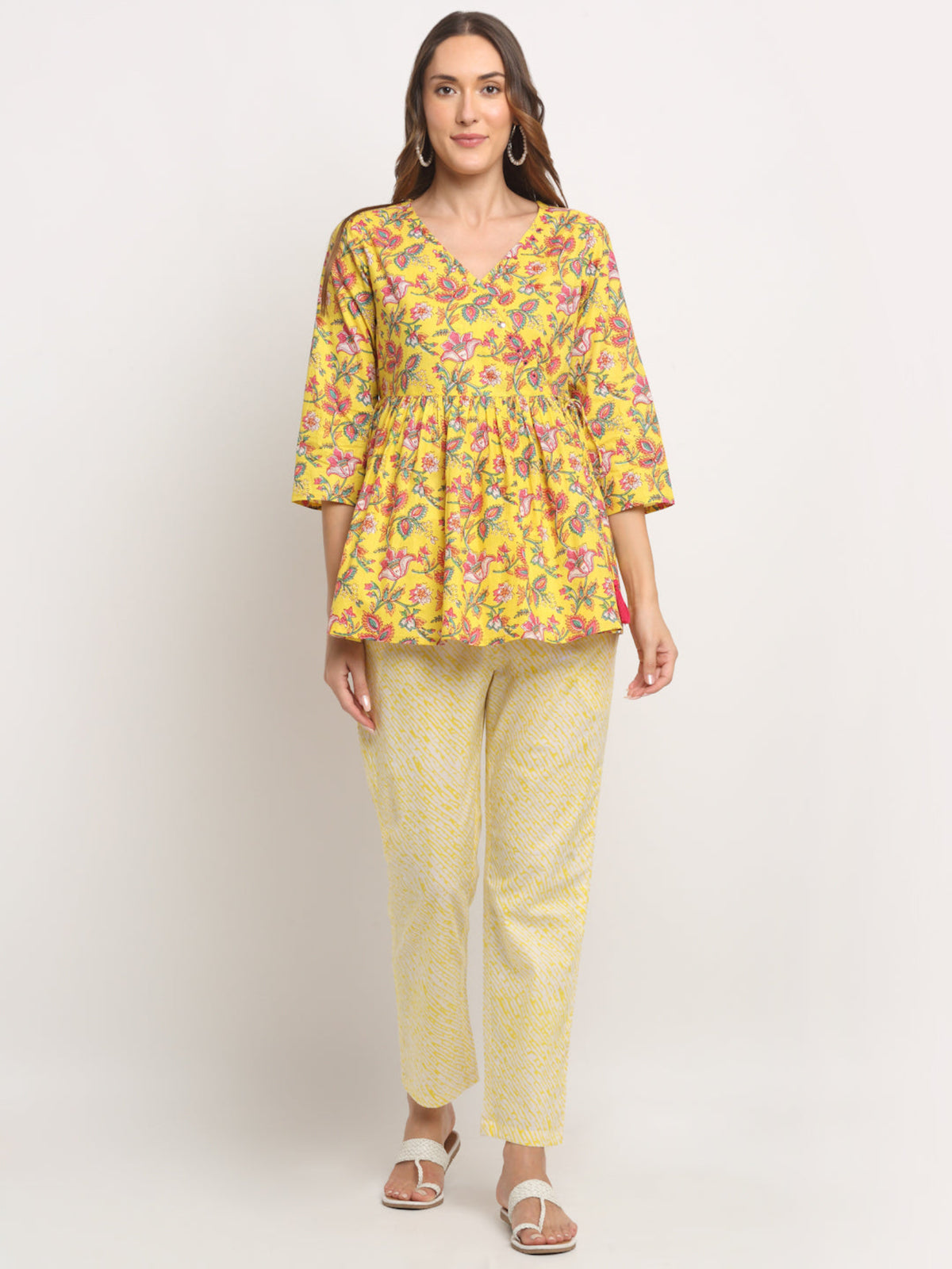 Maluka Women Yellow Floral Printed Co-Ord Set