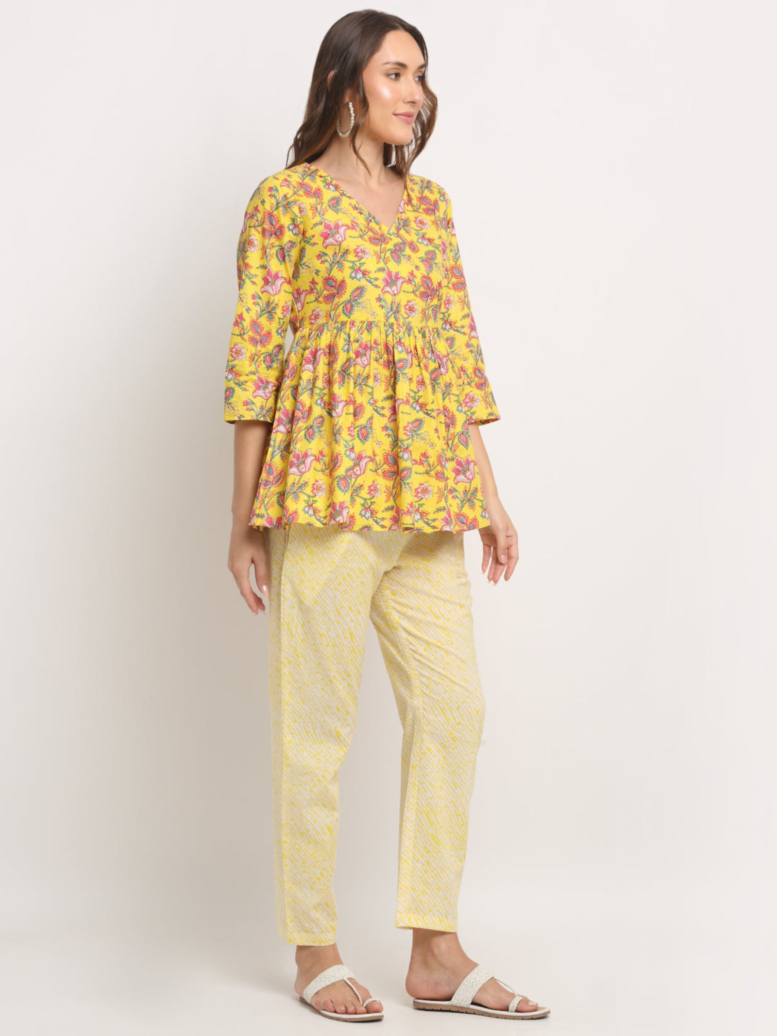 Maluka Women Yellow Floral Printed Co-Ord Set