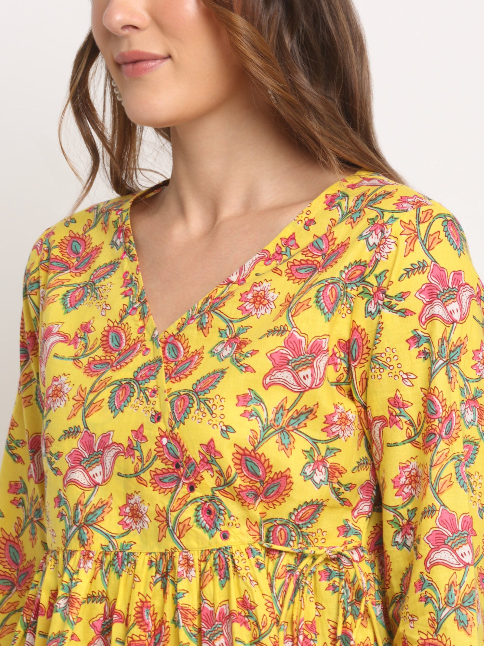 Maluka Women Yellow Floral Printed Co-Ord Set