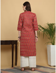 Maluka Women Cotton Kantha Paisley Printed With Tassel Straight Work