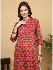 Maluka Women Cotton Kantha Paisley Printed With Tassel Straight Work