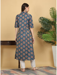 Maluka Women Cotton Kantha Printed Kurta