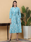 Maluka Women Rayon Floral Printed Mandarin Collar Dress