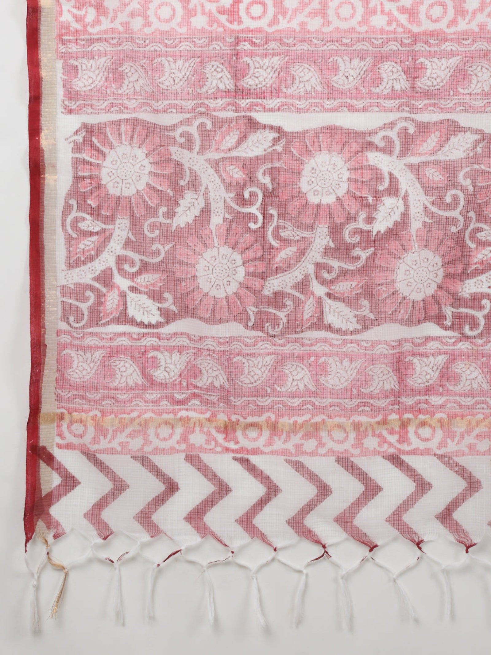Maluka Women Cotton Red Hand Block Floral Printed Kurta Set
