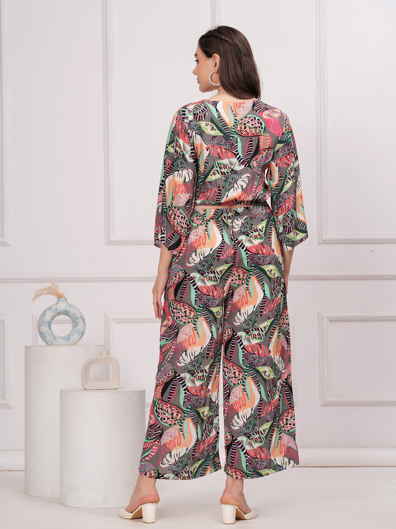 Maluka Women Rayon Multicolour Printed Co-ords Set