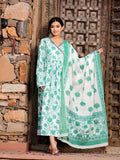 Maluka Women Cotton Floral Print Kurta With Dupatta Set