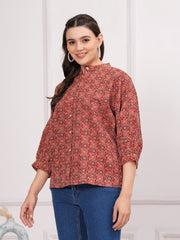 Maluka Women Cotton Katha Printed Top