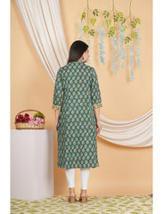 Maluka Women Rayon Floral Printed with Button and Tassel Straight Kurta