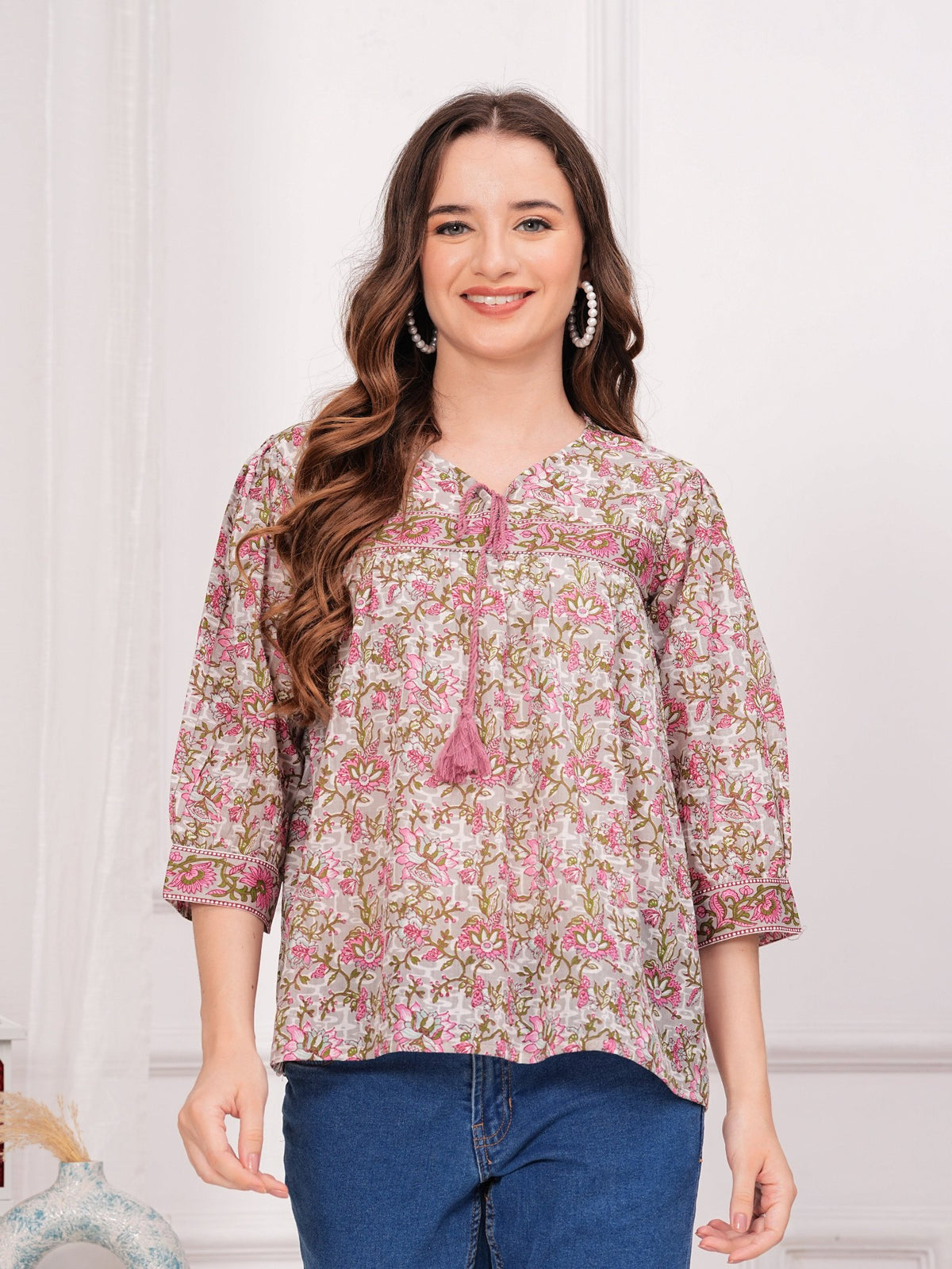 Maluka Women Cotton Floral Printed Top