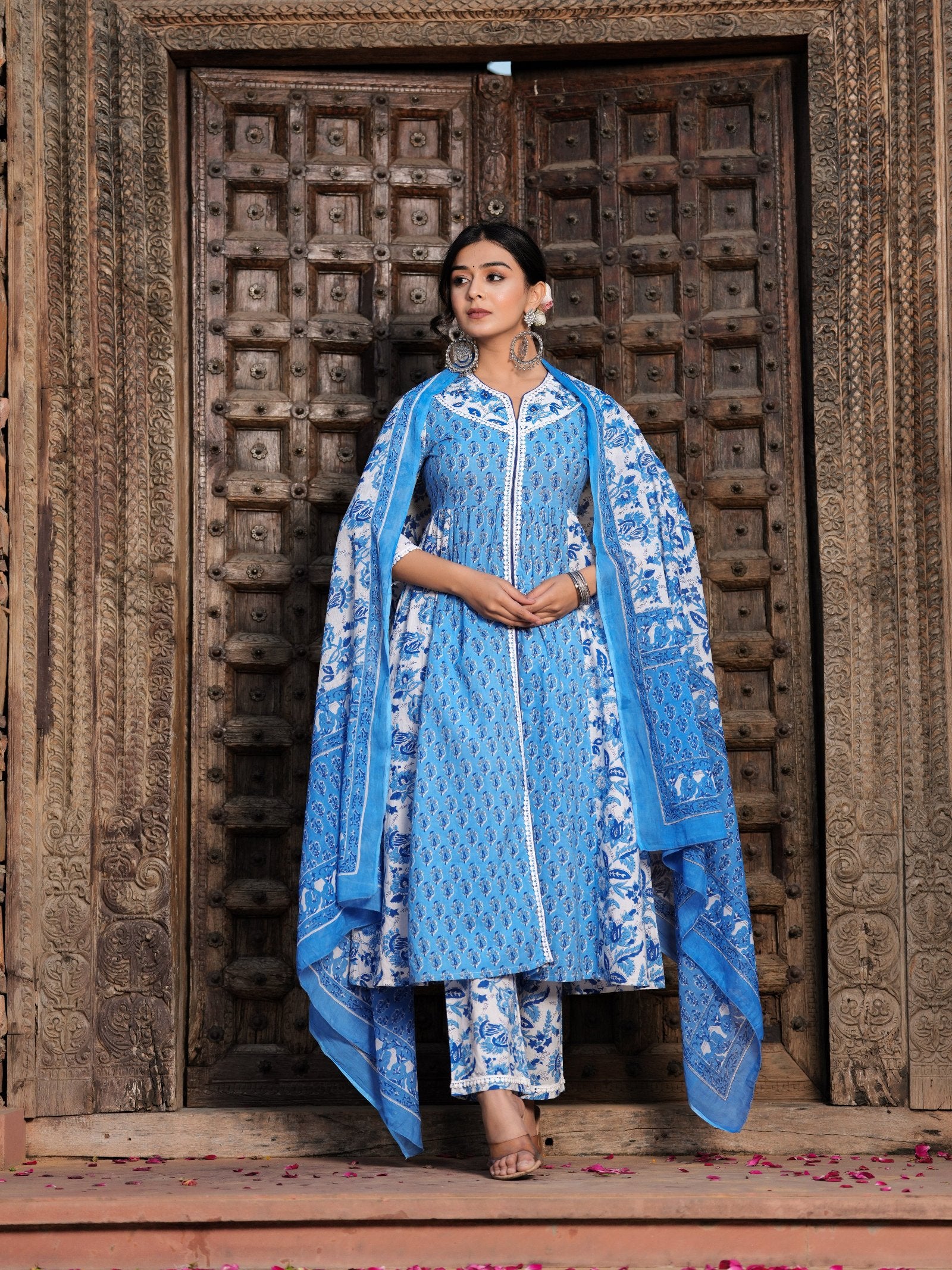Women Cotton Floral Print Kurta Set