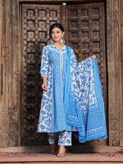 Women Cotton Floral Print Kurta Set