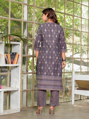Maluka Women’s Brown & Teal Ethnic Cotton Schiffli Kurta Set