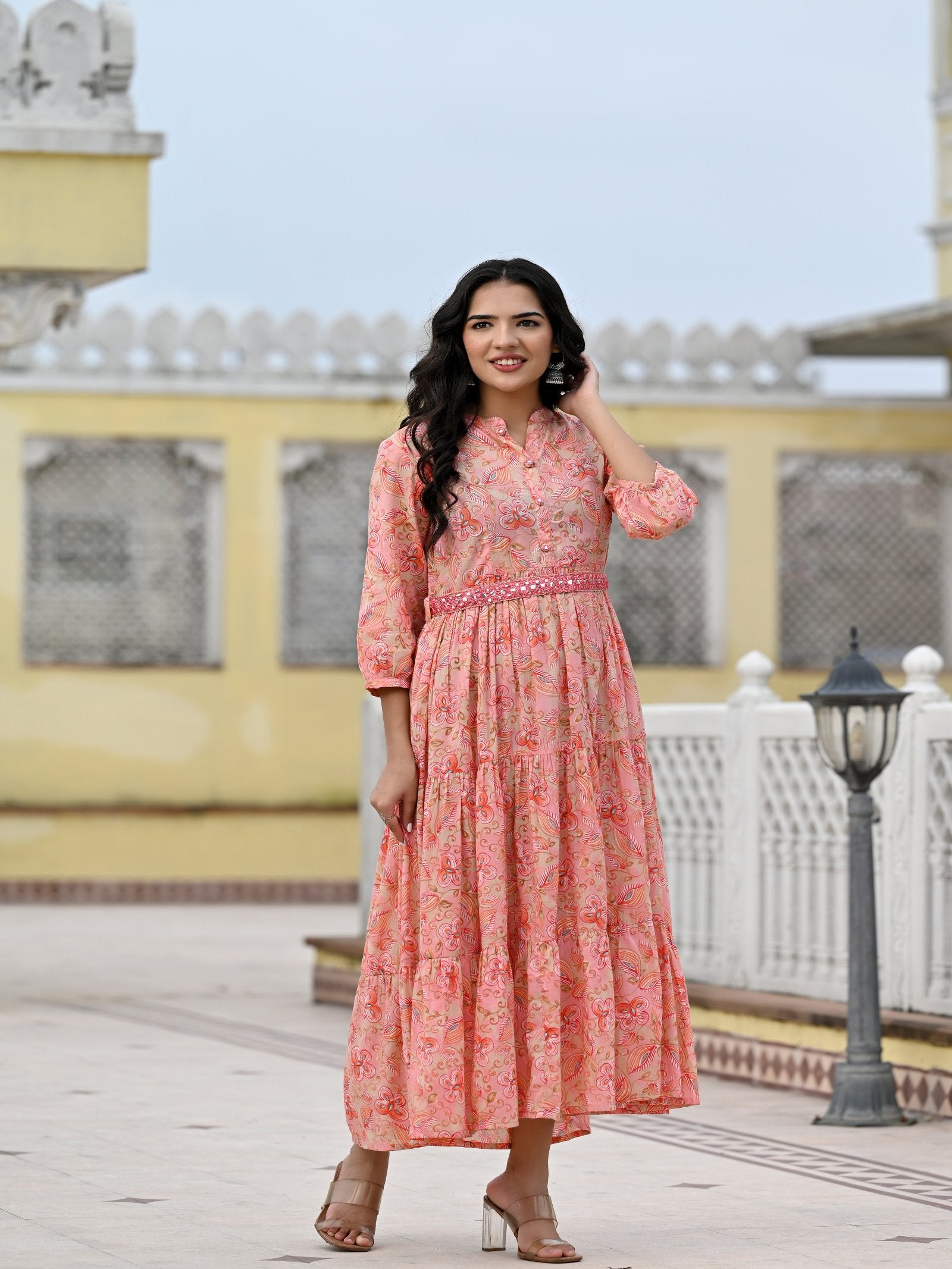 Maluka Women Cotton Foil Floral Printed Kurta