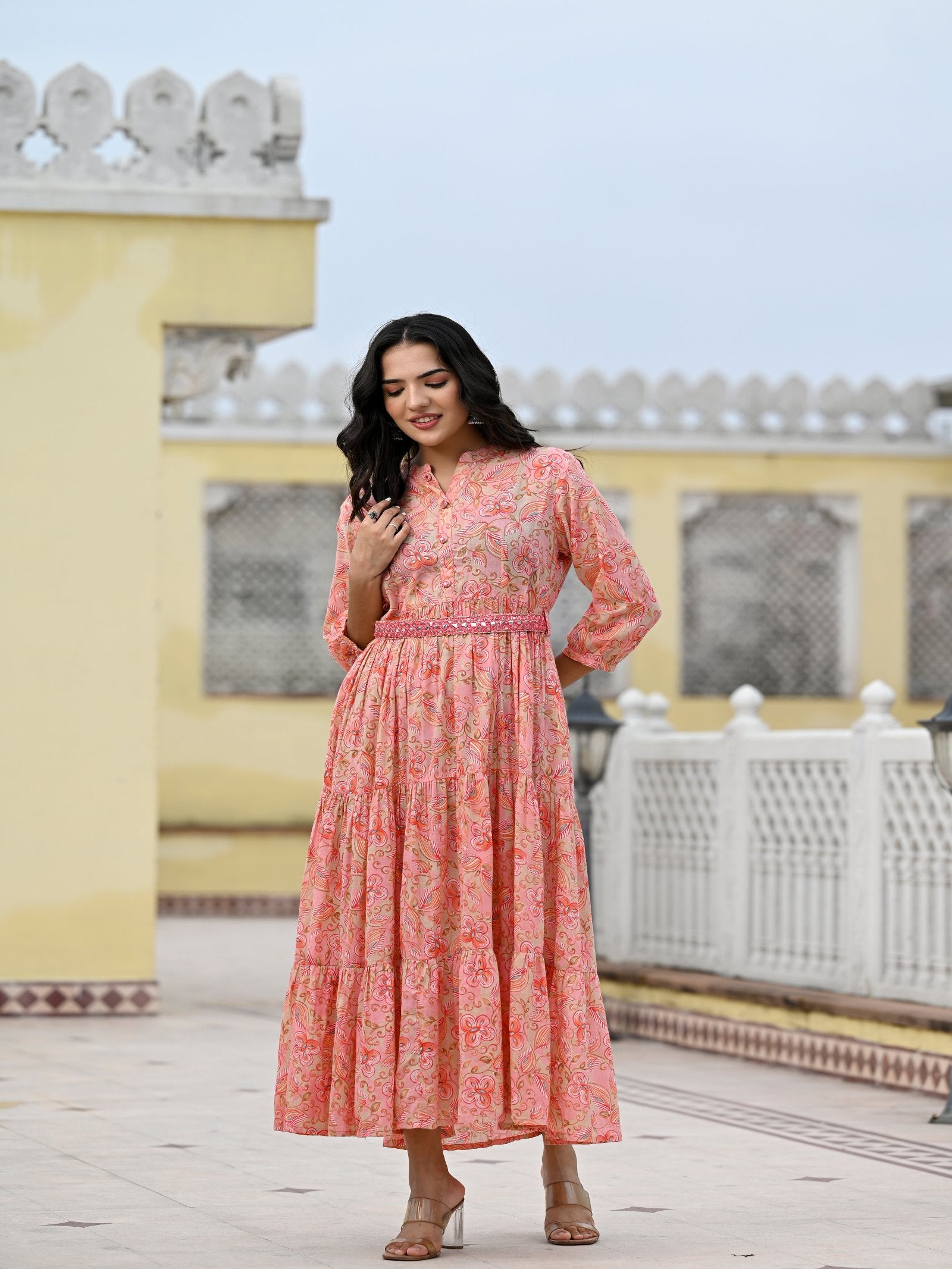 Maluka Women Cotton Foil Floral Printed Kurta
