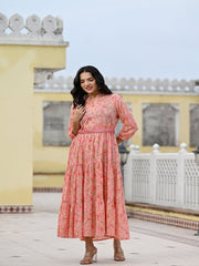 Maluka Women Cotton Foil Floral Printed Kurta