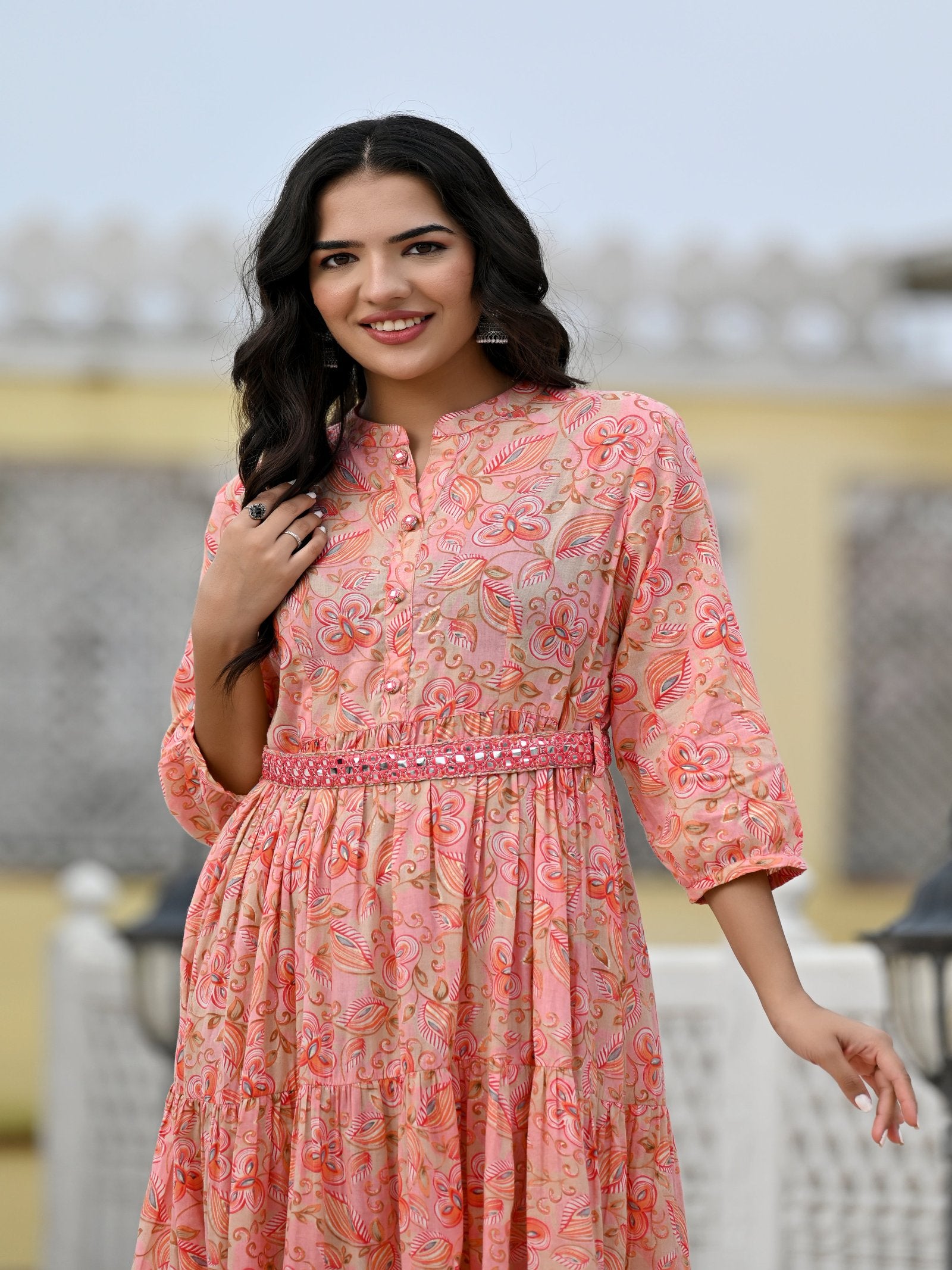 Maluka Women Cotton Foil Floral Printed Kurta