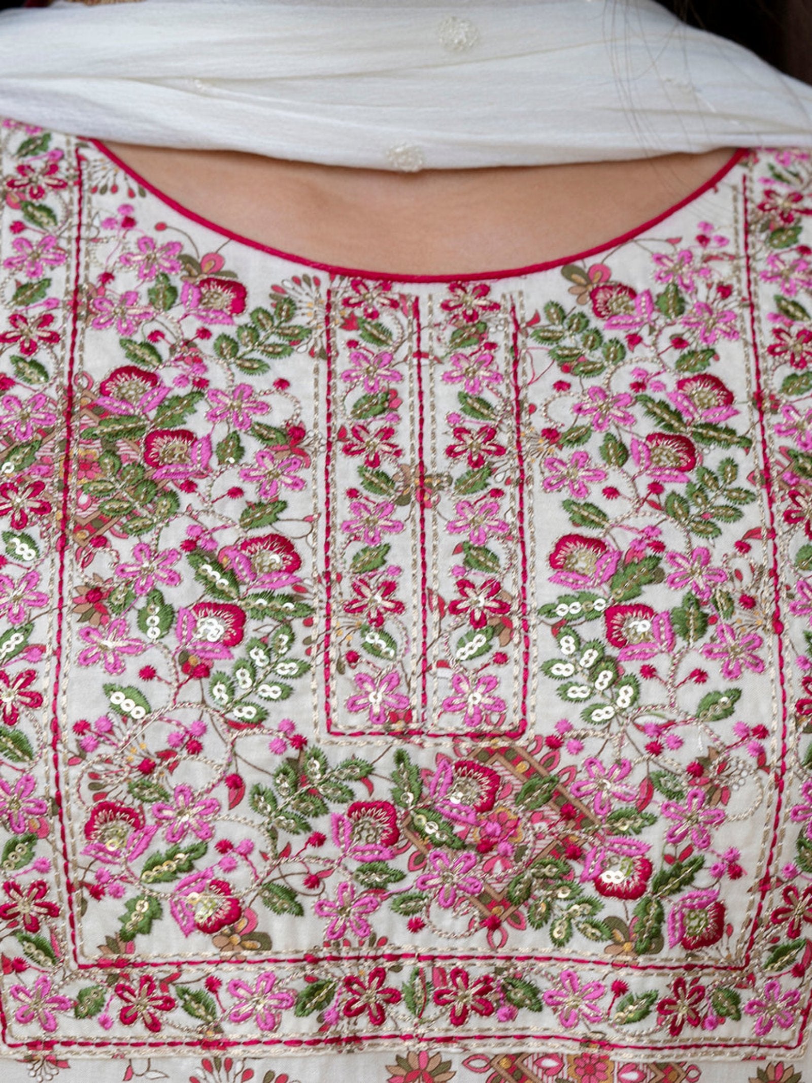 Maluka Women Cotton Foil Embroidered Kurta Sarara with Dupatta Set