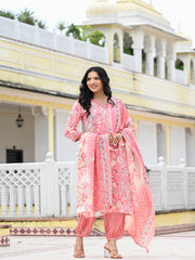 Maluka Women Capsule Foil Floral Printed Kurta Pant with Dupatta Set