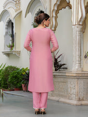 MALUKA WOMEN SHIMMER CREPE EMBROIDERED TISSUE KURTA SET