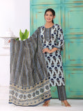 MALUKA WOMEN COTTON PRINTED MIRROR WORK KURTA PANT WITH DUPATTA SET