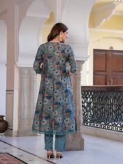 MALUKA WOMEN MODAL CHANDERI FLORAL PRINT KURTA PANT WITH DUPATTA SET
