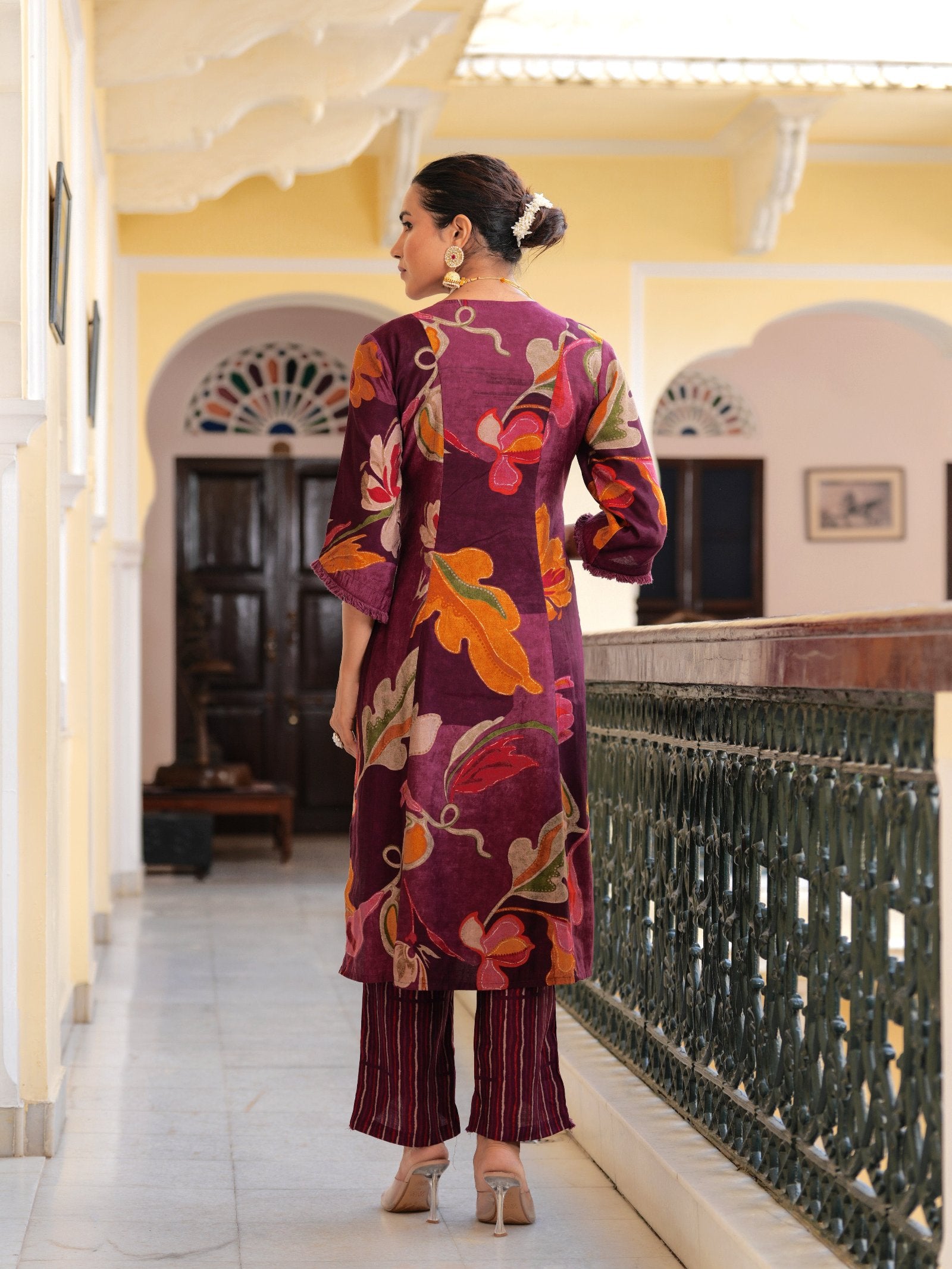 Maluka Women Modal Chanderi Sequins Work Kurta Pant with Dupatta Set