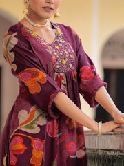 Maluka Women Modal Chanderi Sequins Work Kurta Pant with Dupatta Set