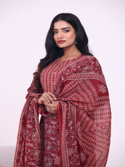 Maluka Women Rayon Capsule Froral Print with Mirror Work Kurta Pant with Dupatta Set