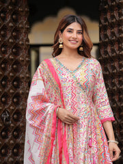 Maluka Women Modal Chanderi Foil Printed Gotta Patti & Sequins Work Kurta Set