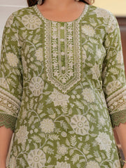 MALUKA WOMEN MODAL CHANDERI FLORAL PRINT KURTA PANT WITH DUPATTA SET