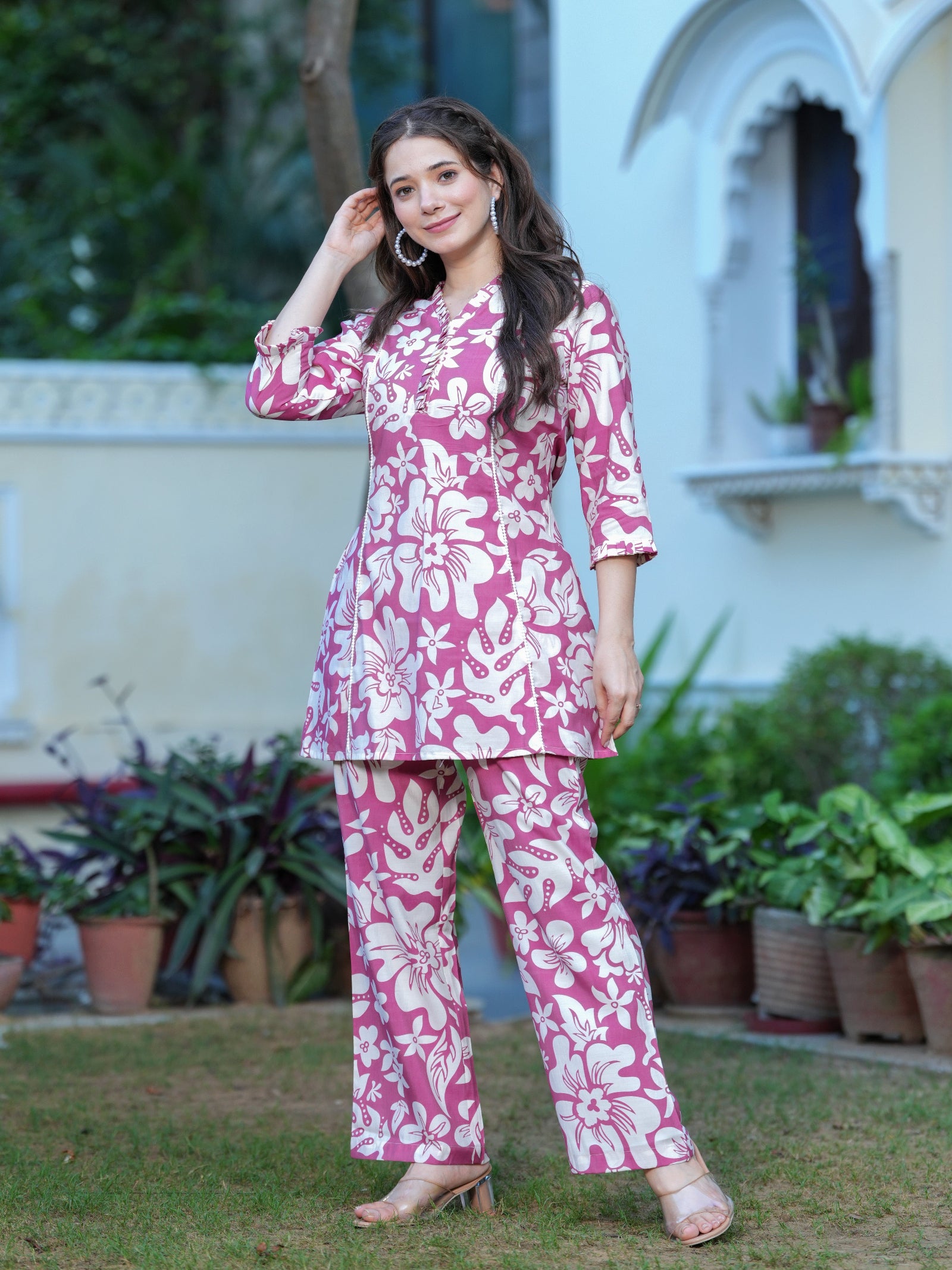 Maluka Women Modal Chanderi Floral Print Cor-Ord set