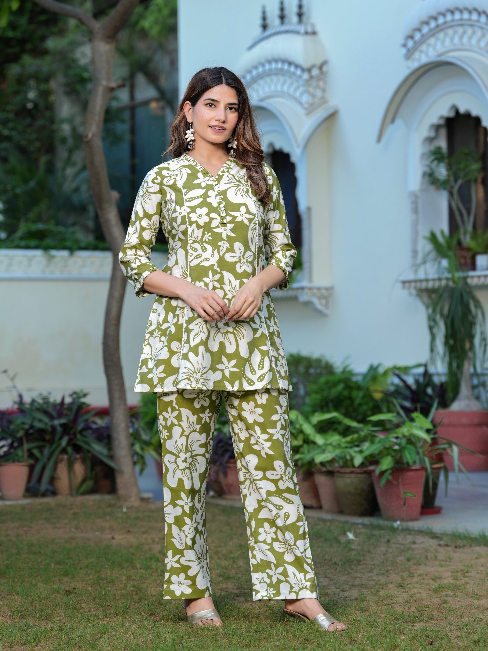 Maluka Women Modal Chanderi Floral Print Cor-Ord set