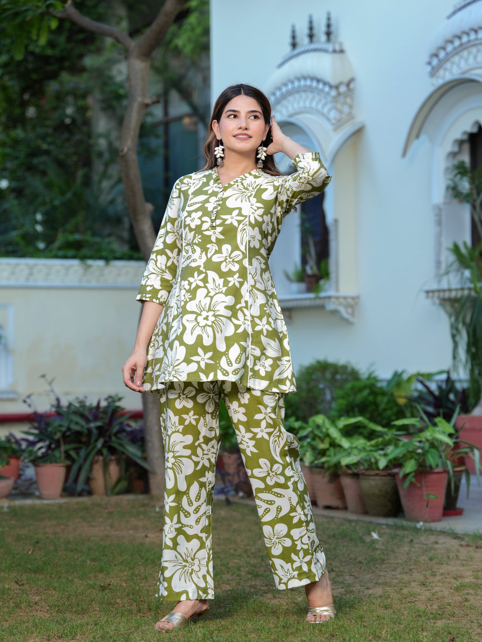 Maluka Women Modal Chanderi Floral Print Cor-Ord set