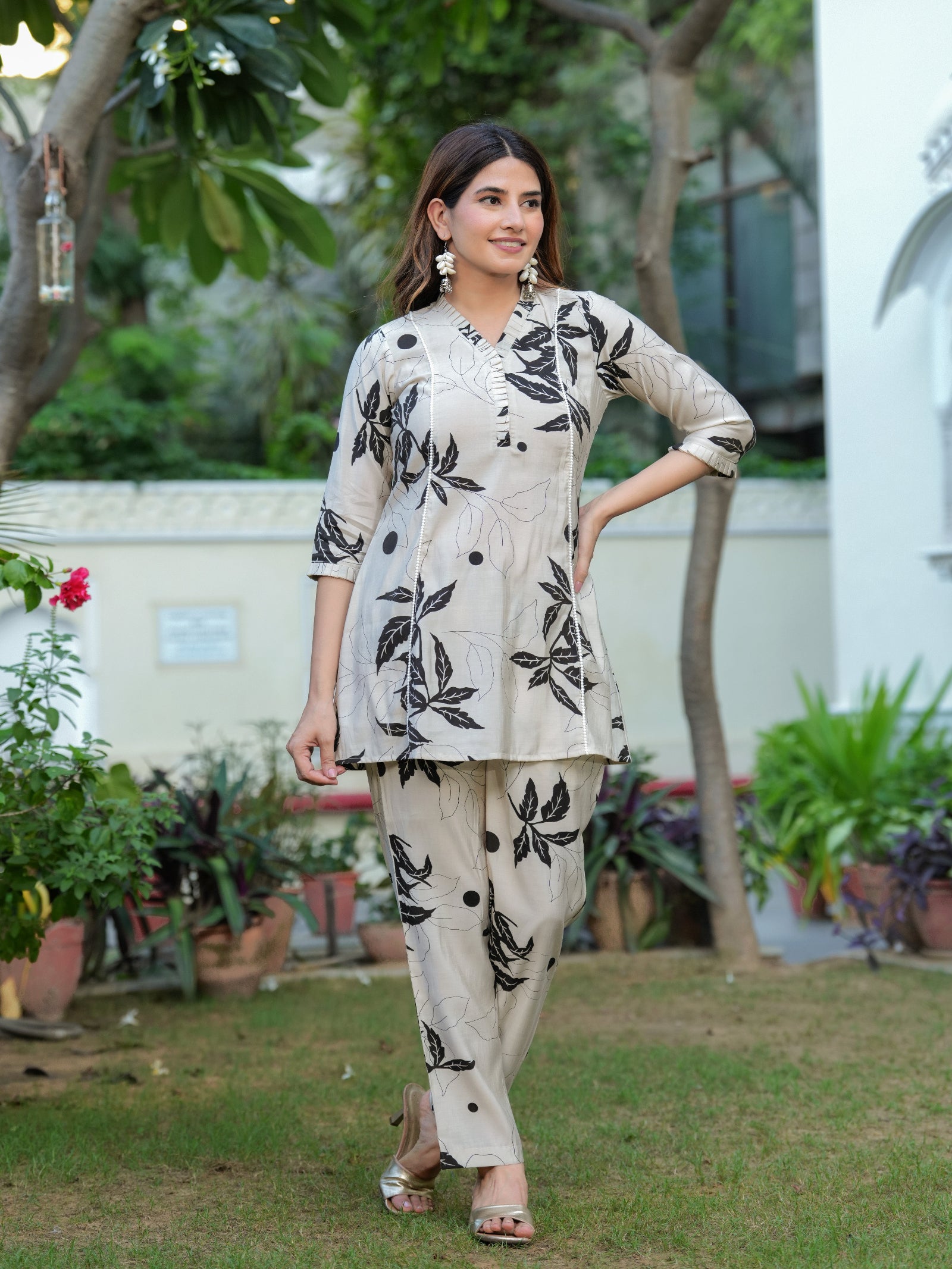 Maluka Women Modal Chanderi Floral Print Cor-Ord set