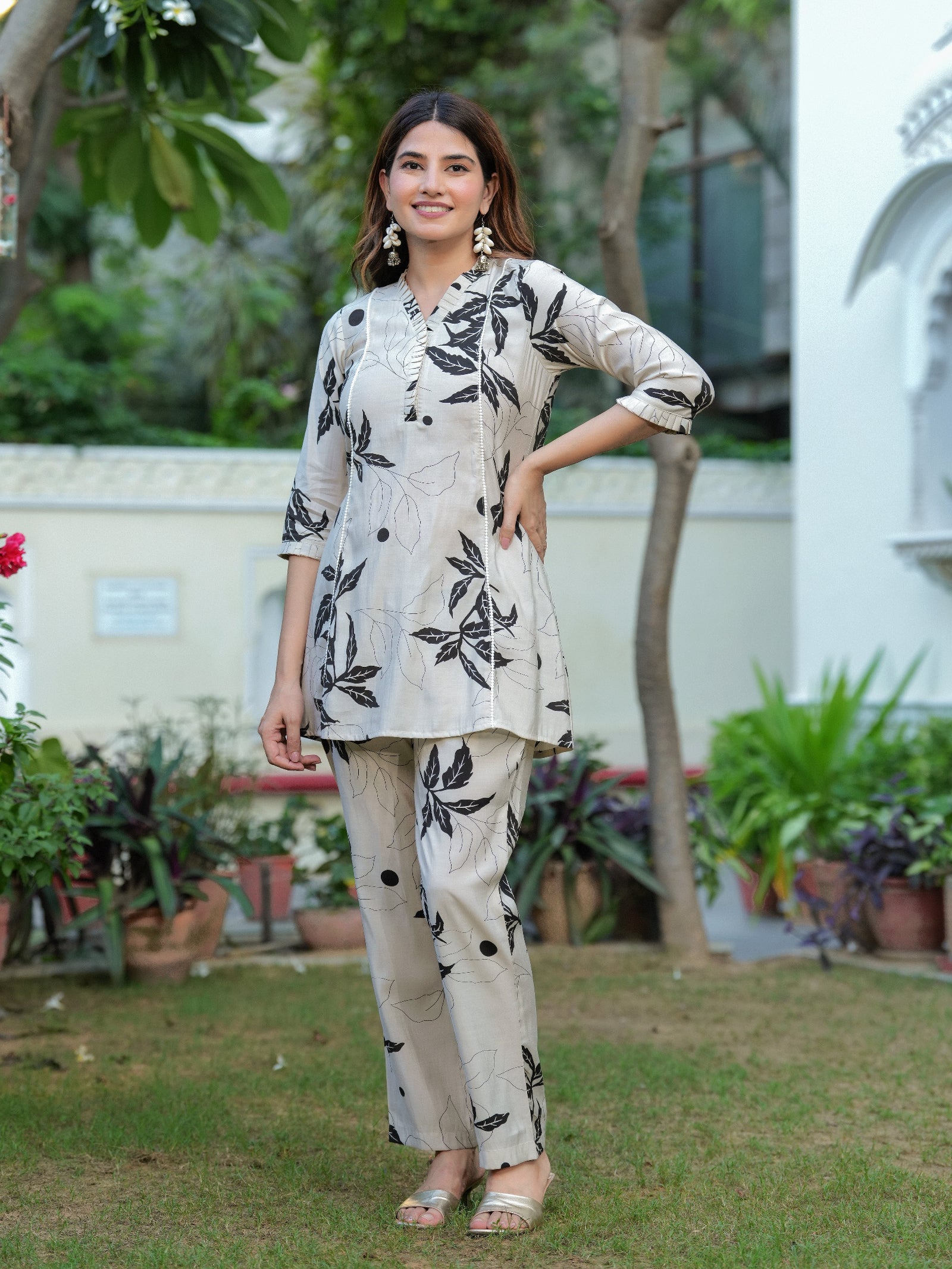 Maluka Women Modal Chanderi Floral Print Cor-Ord set