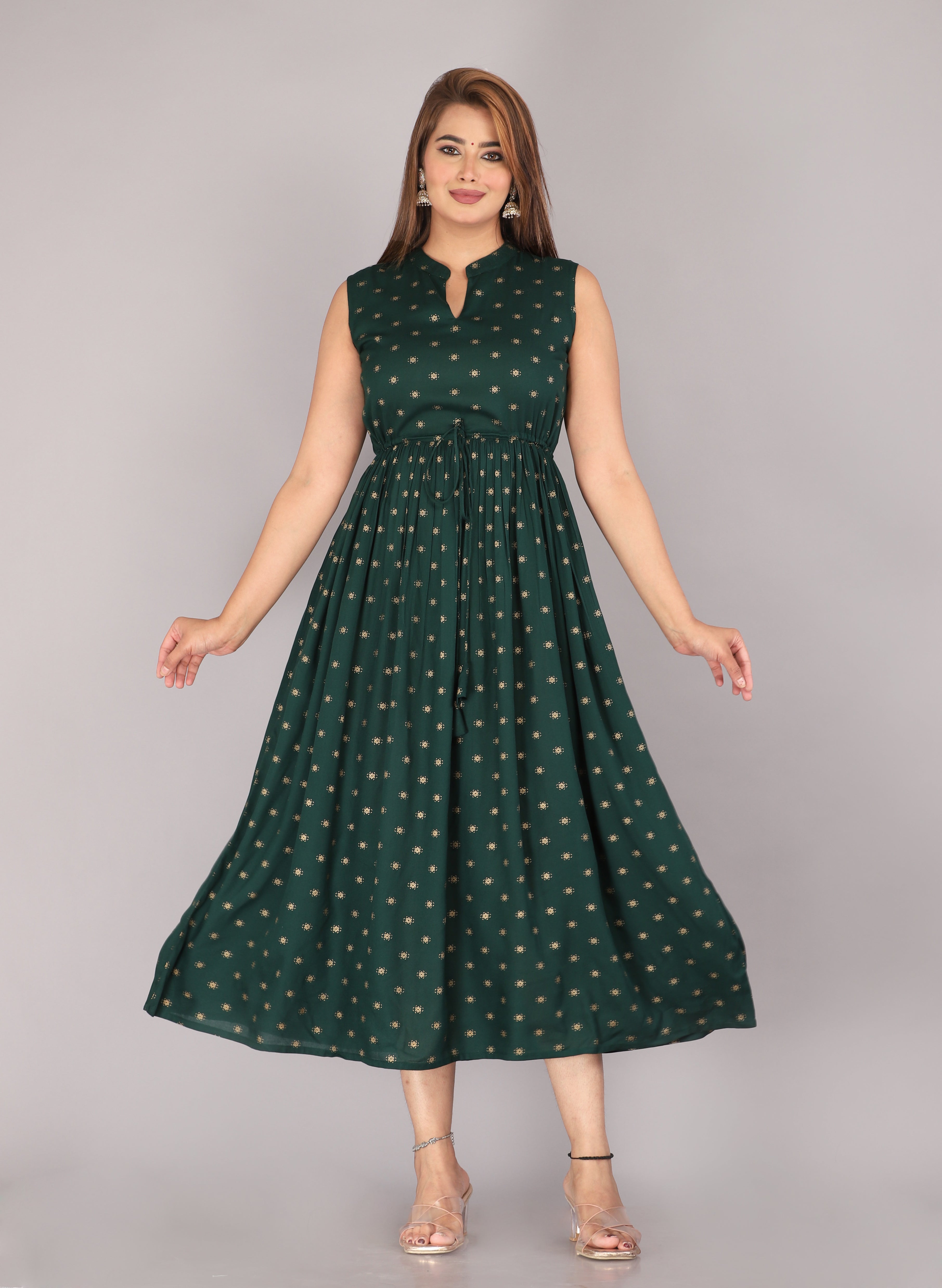 Maluka Women Rayon Printed Anarkali Kurta Gown
