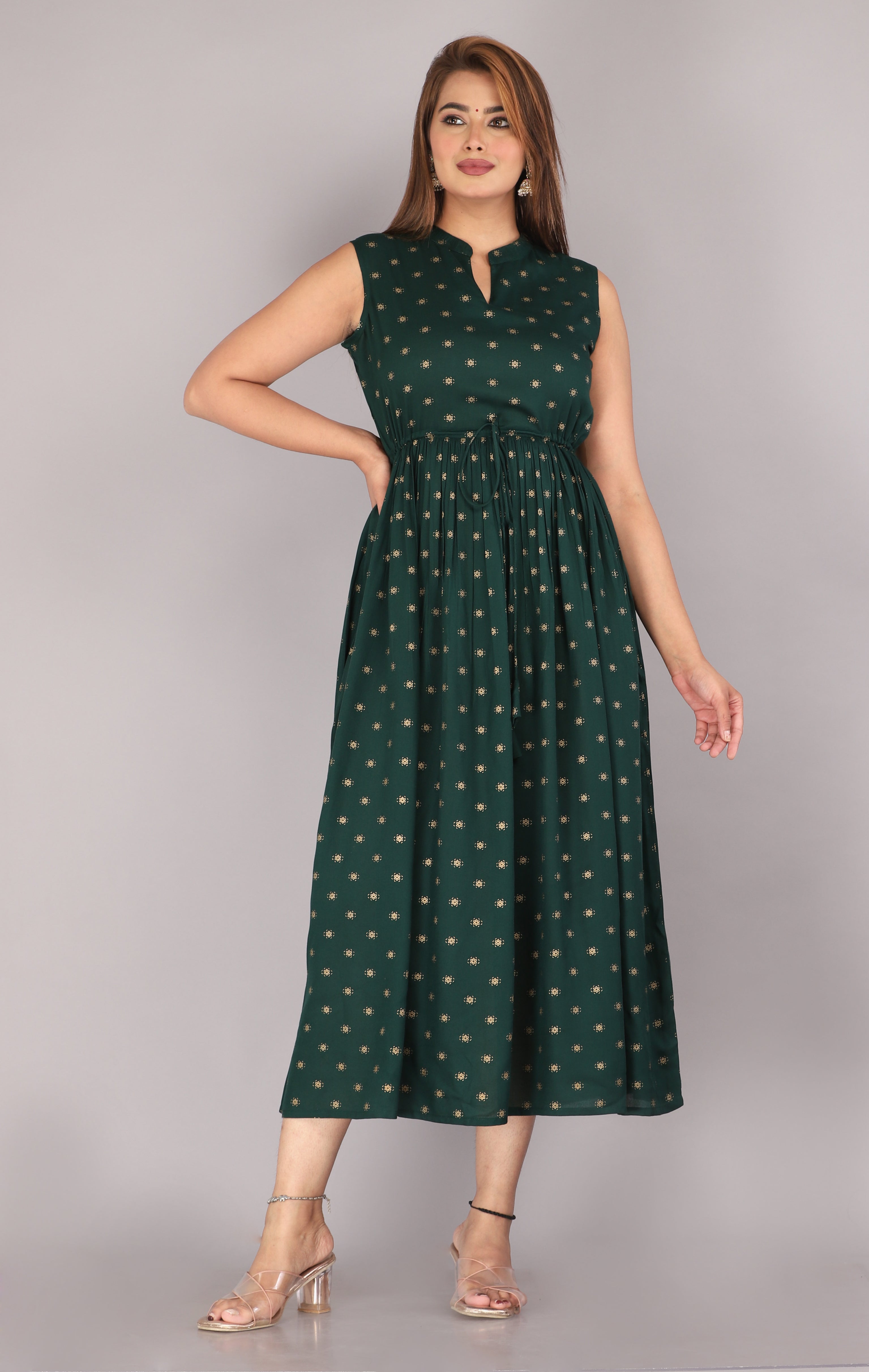 Maluka Women Rayon Printed Anarkali Kurta Gown