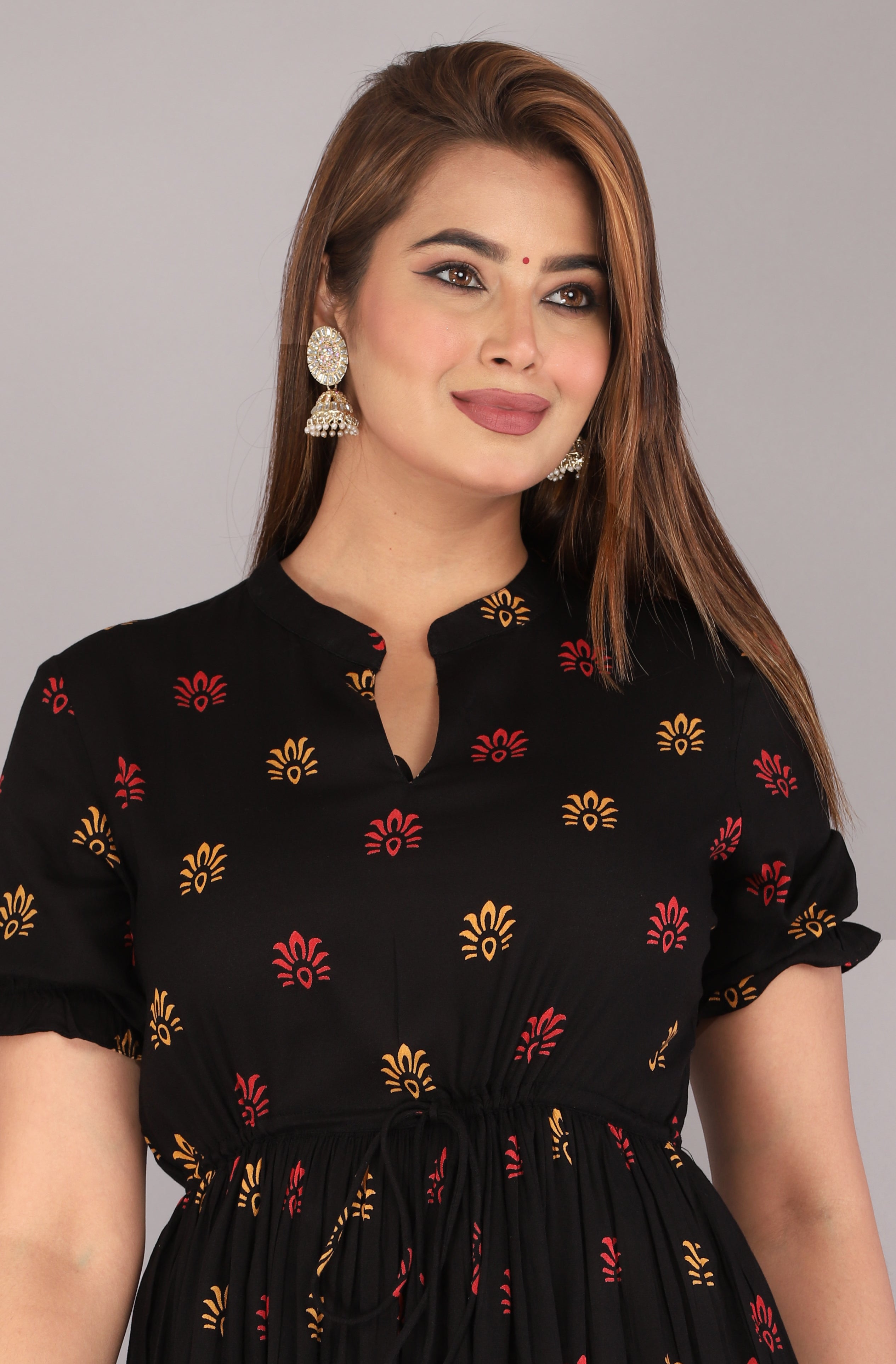 Maluka Women Rayon Printed Anarkali Kurta Gown