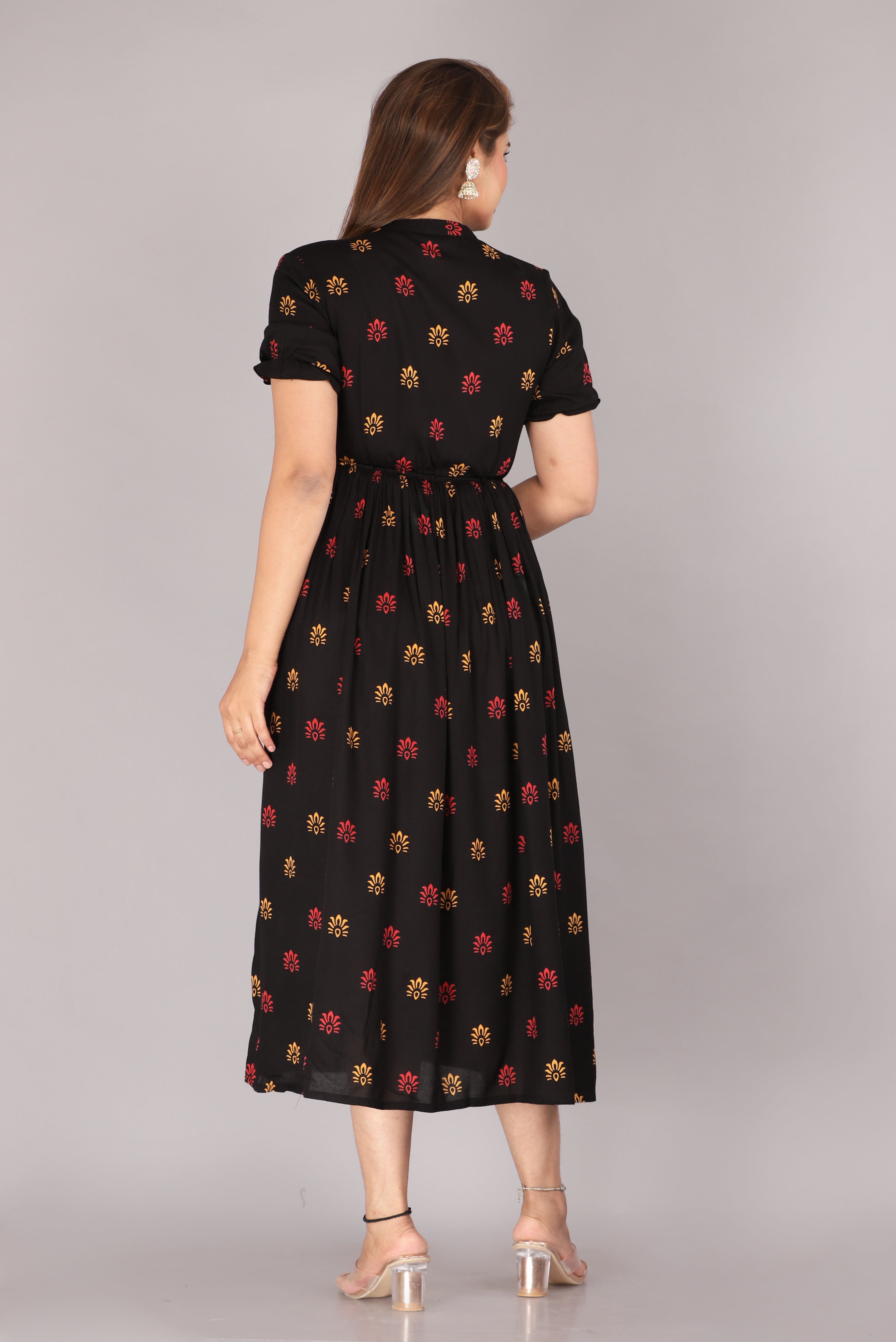 Maluka Women Rayon Printed Anarkali Kurta Gown