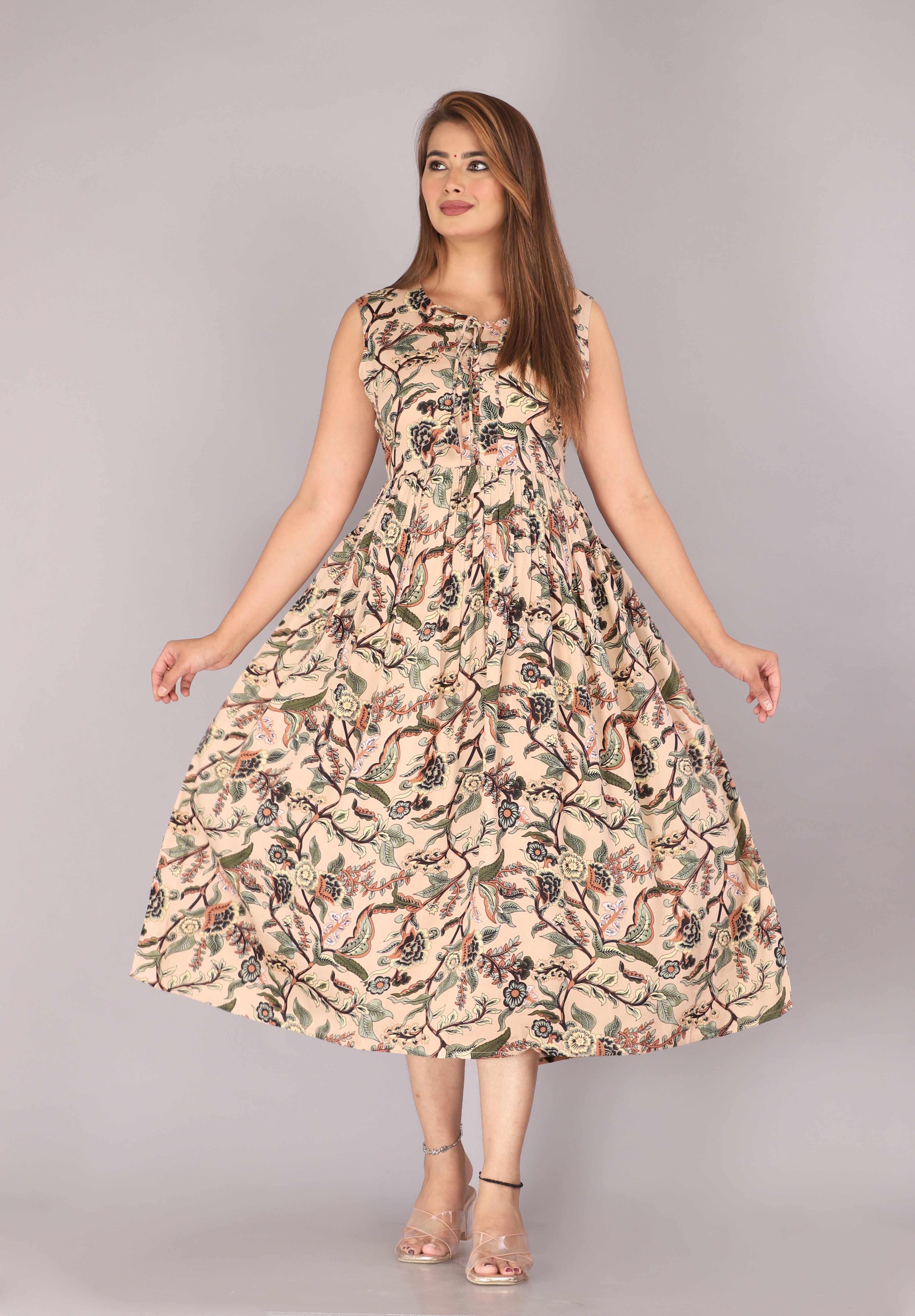 Maluka Women Rayon Printed Anarkali Kurta Gown