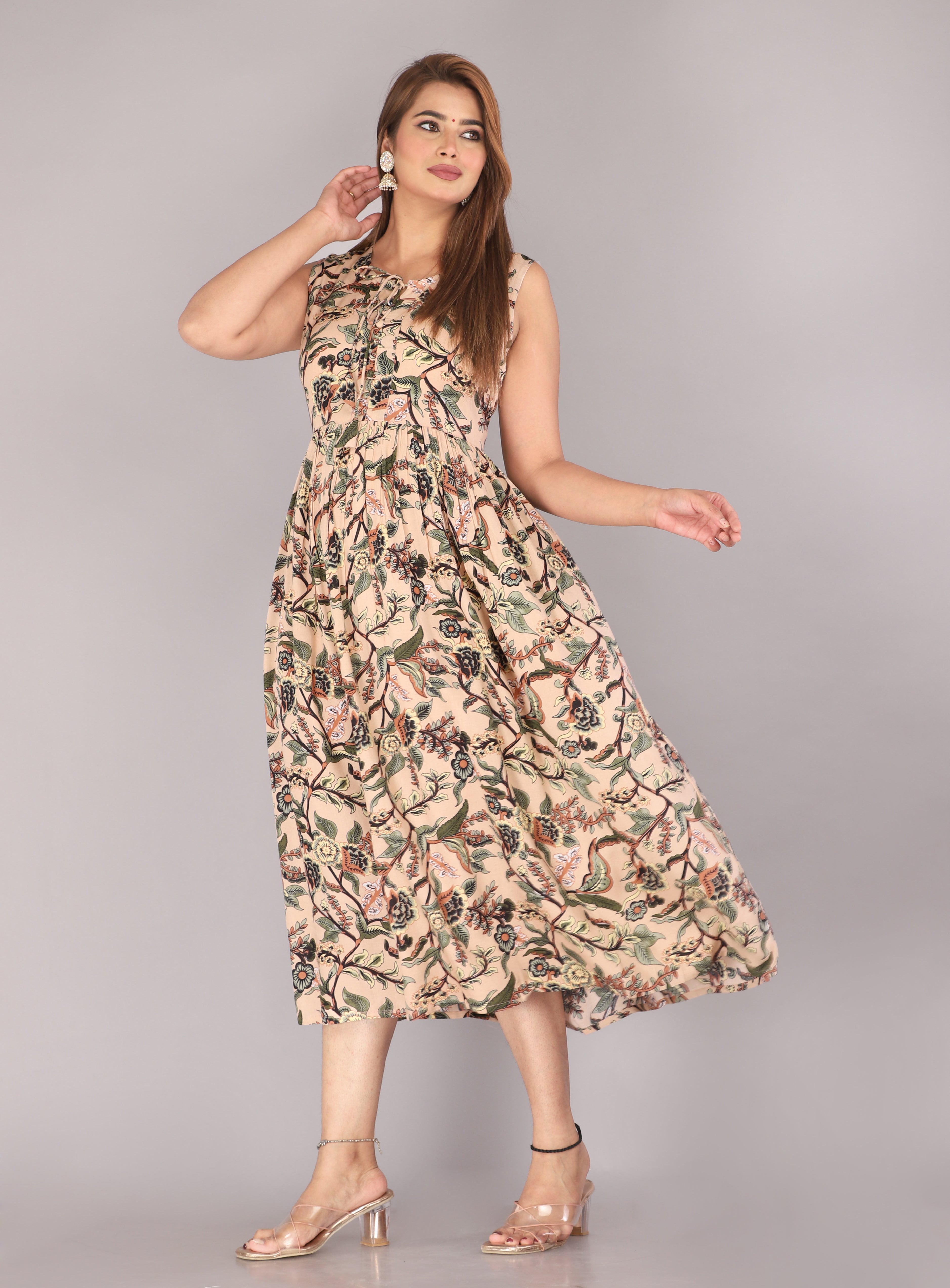 Maluka Women Rayon Printed Anarkali Kurta Gown
