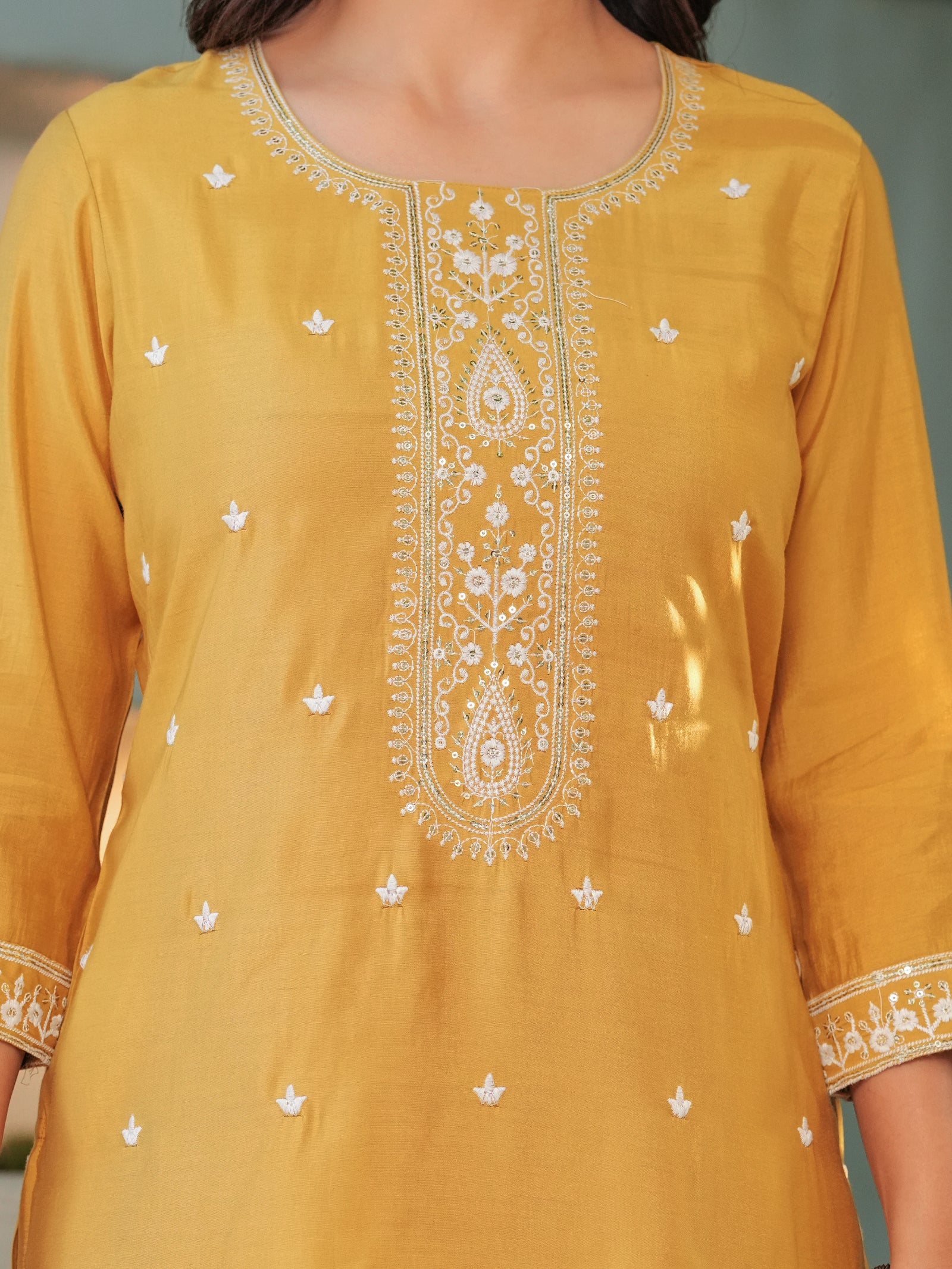 Maluka Women’s Mustard & Pink Roman Silk Kurta Set with Dupatta