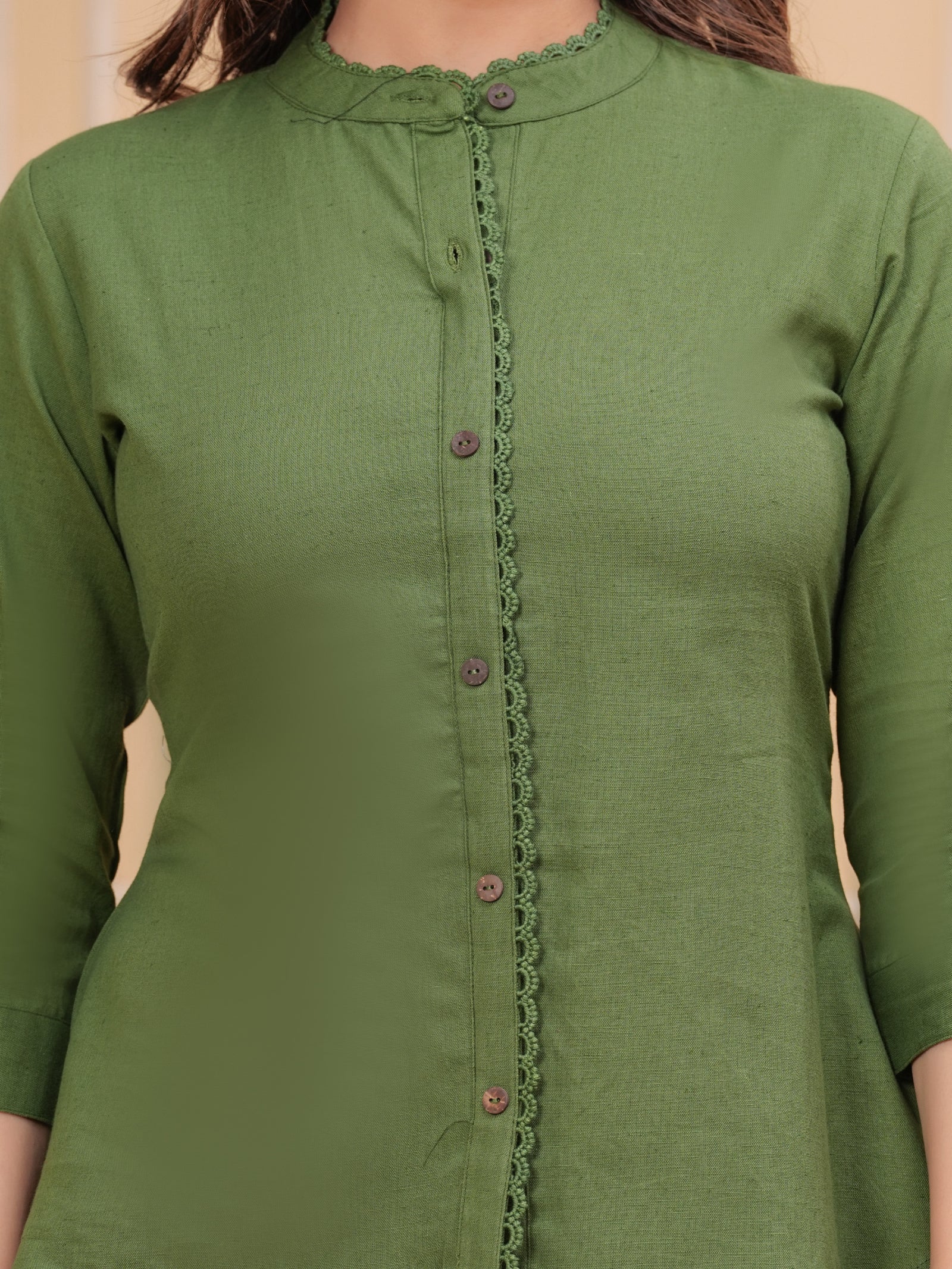Maluka Women’s Red, Dark Green & Maroon Front Slit Cotton Top