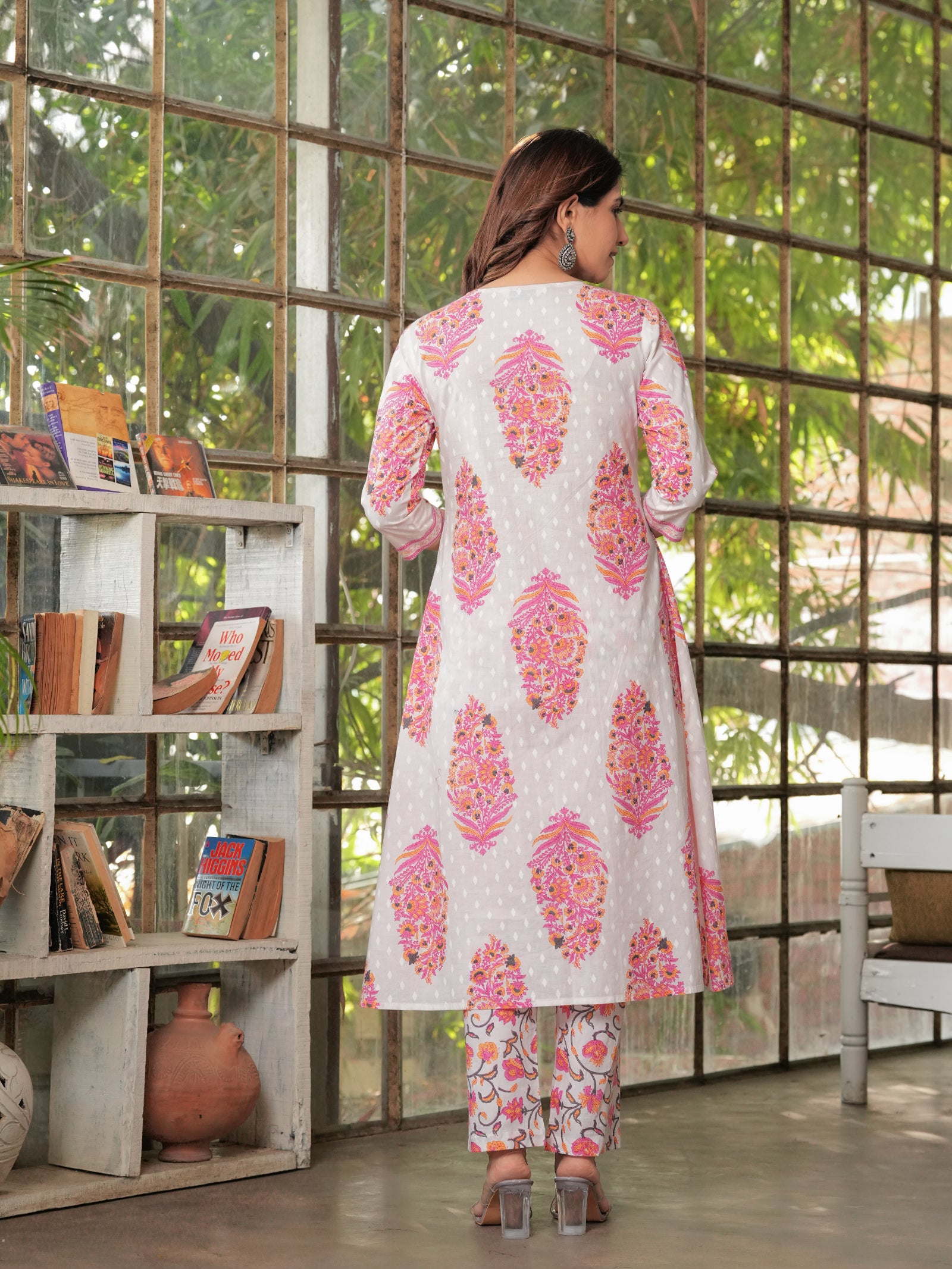 Maluka Women’s White-Pink & White-Green Anarkali Kurta Set with Dupatta
