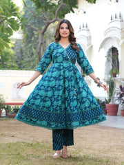 Maluka Women Cotton Floral Printed Kurta Pant With Dupatta Set
